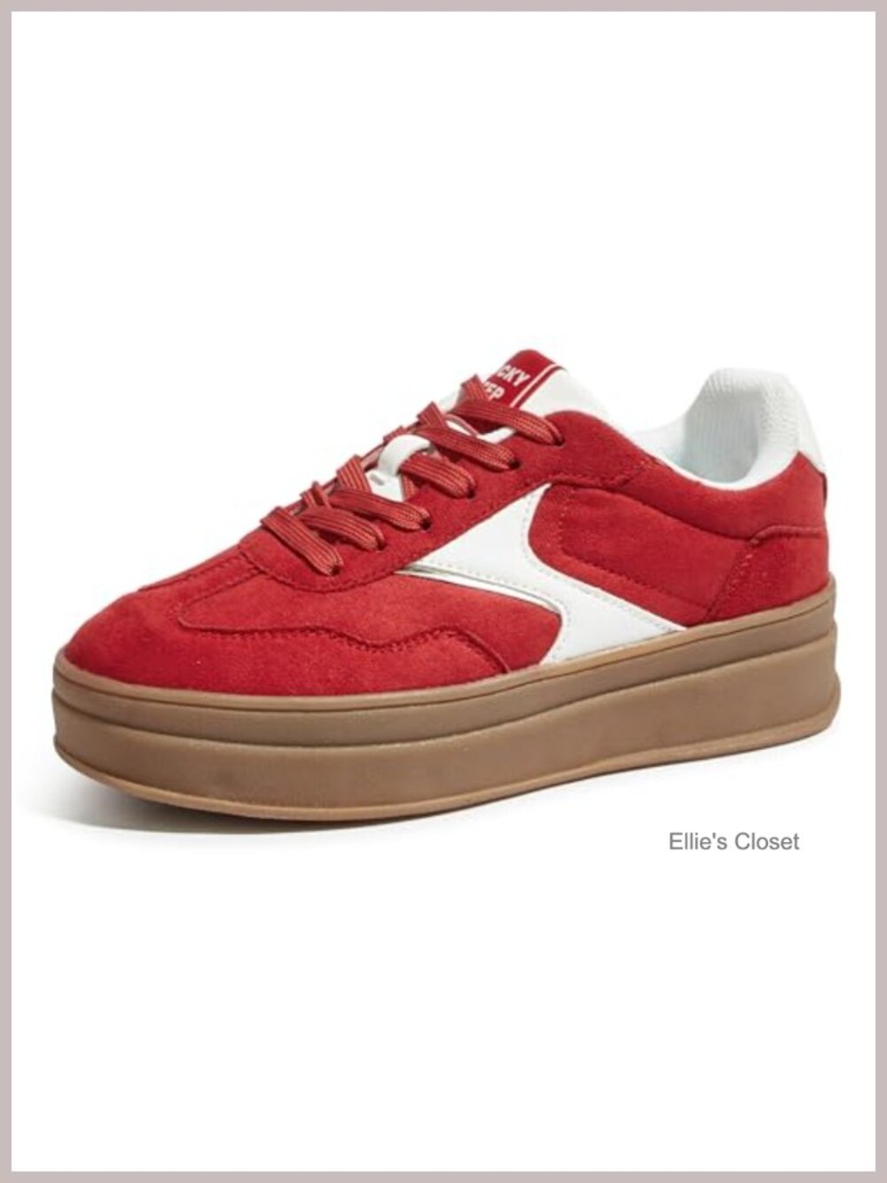 Women Chunky Retro Platform Sneakers Faux Leather Slip Resistant Lace Up